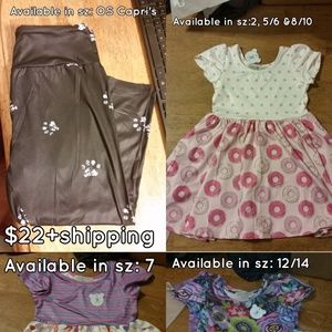 Little Girls dresses and OS Capri leggings